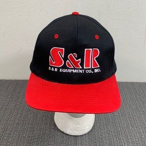 Vintage S&R Equipment Co Snapback Hat Mens OSFA Black Red Baseball Cap KC